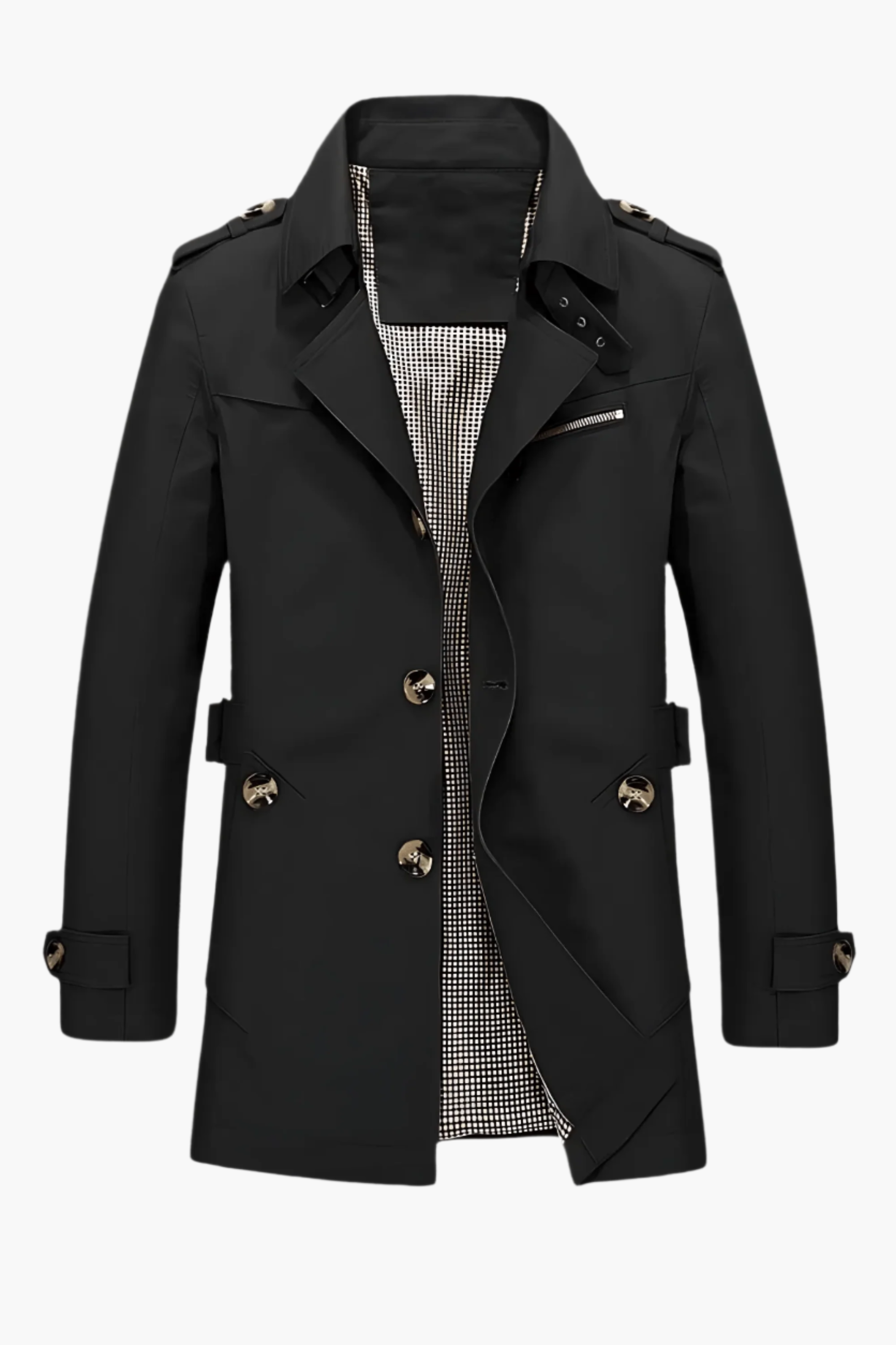 Men's Trench Coat with Notched Collar – Stylish Spring and Autumn Jacket for Business and Casual Outfits