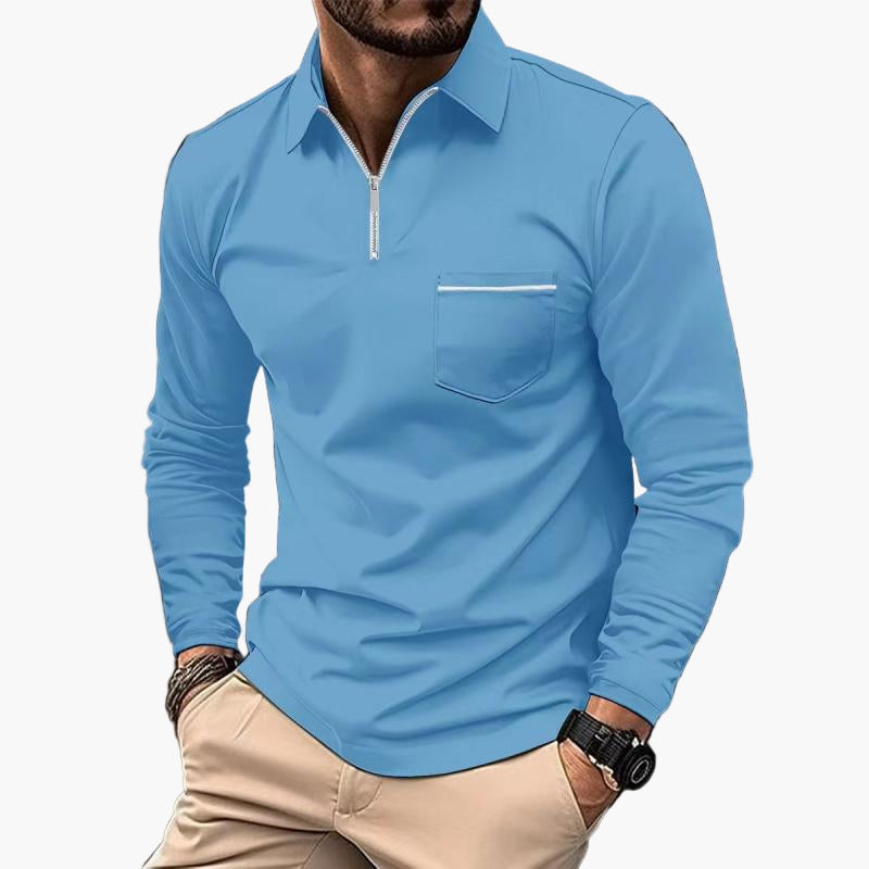 Men's Polo with Long Sleeves and Chest Pocket – Stylish and Comfortable for Work and Leisure