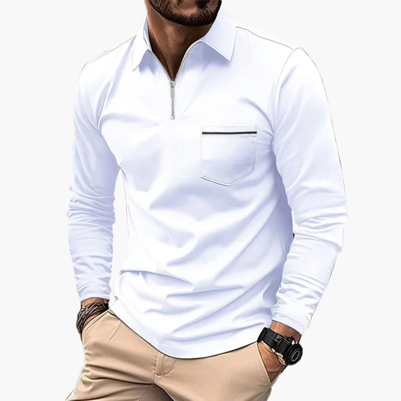 Men's Polo with Long Sleeves and Chest Pocket – Stylish and Comfortable for Work and Leisure