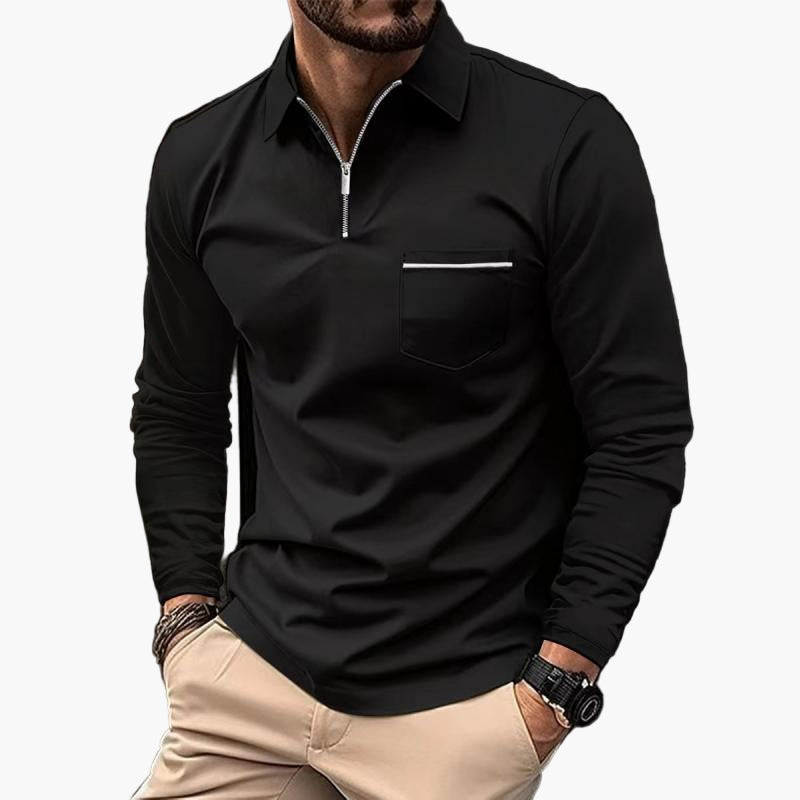 Men's Polo with Long Sleeves and Chest Pocket – Stylish and Comfortable for Work and Leisure