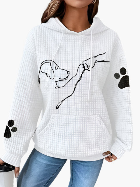 Women's Hoodie with Dog and Paw Print – Casual Comfort for Dog Lovers