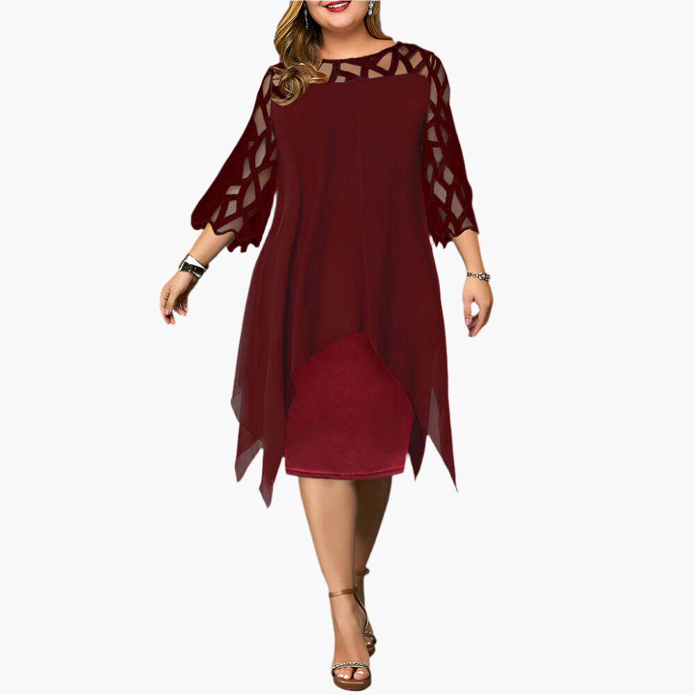Ladies Plus Size Chic Midi Dress with Lace and Modern Style – Perfect for Festive Occasions