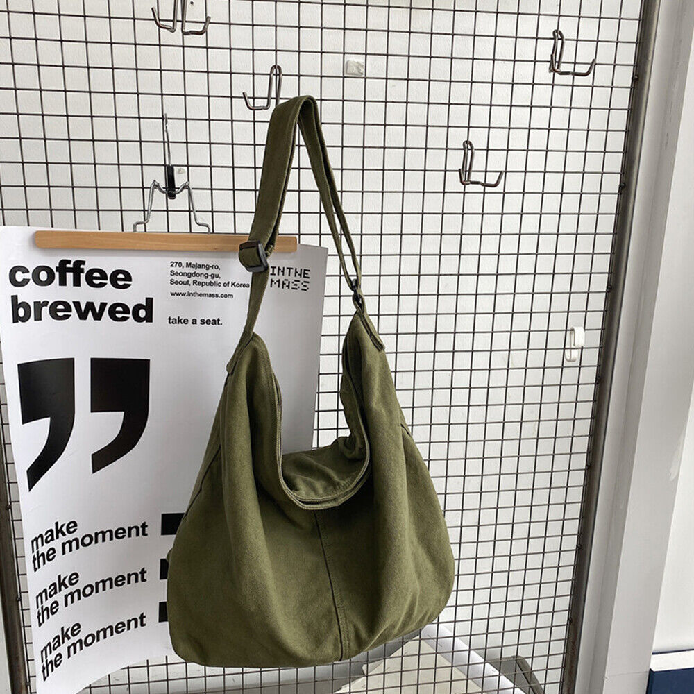 Women's Oversized Canvas Shoulder Bag for Daily Use – Casual and Trendy