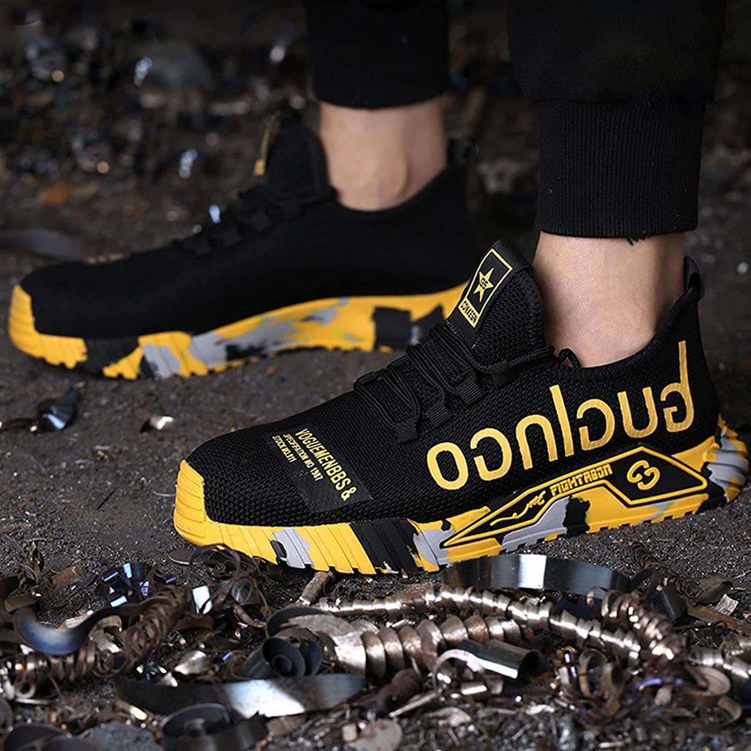 Men's Safety Shoes Sporty Work Shoes with Steel Toe for Construction and Outdoor