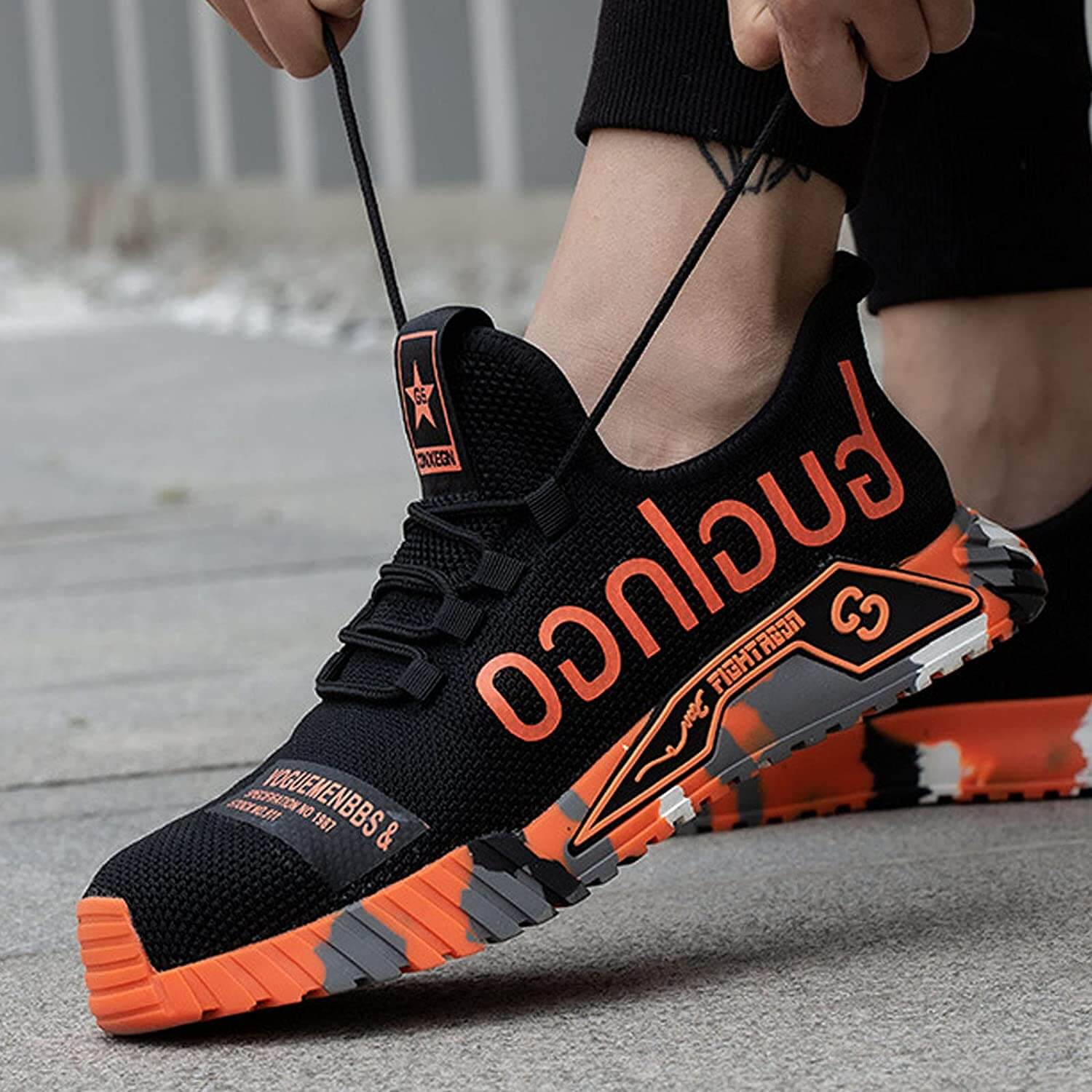Men's Safety Shoes Sporty Work Shoes with Steel Toe for Construction and Outdoor