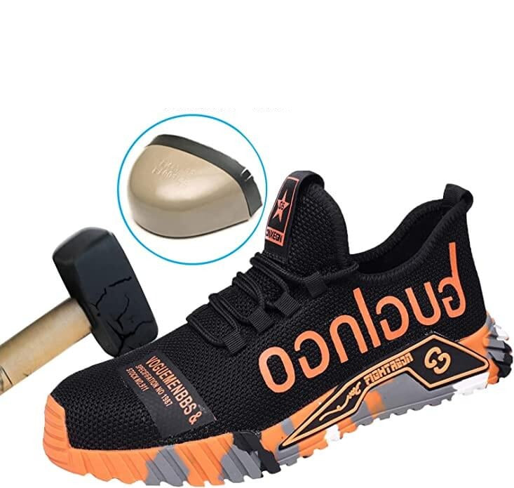 Men's Safety Shoes Sporty Work Shoes with Steel Toe for Construction and Outdoor