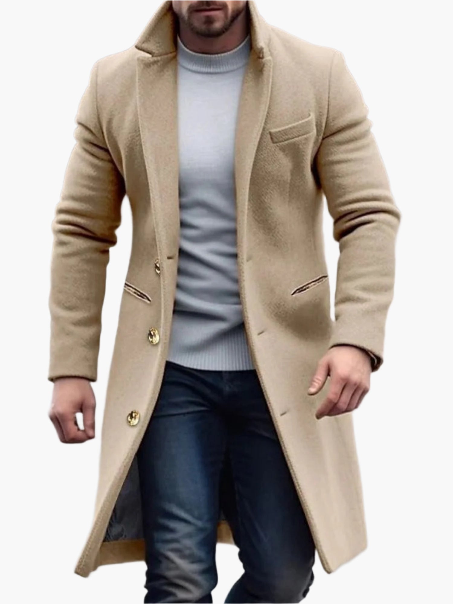 Men's Long Coat Classic Style – Perfect for Winter and Stylish Occasions