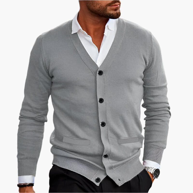 Men's Cardigan V-neck Buttons Stylish Casual Officewear