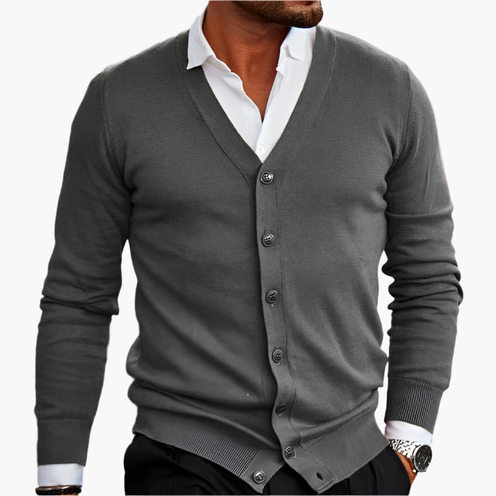 Men's Cardigan V-neck Buttons Stylish Casual Officewear