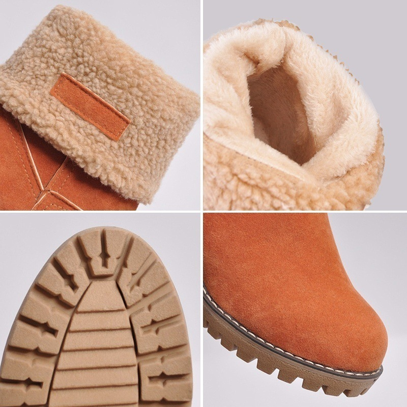 Women's Warm Suede Ankle Boots with Foldable Shaft – Comfortable Winter Boots for Every Occasion