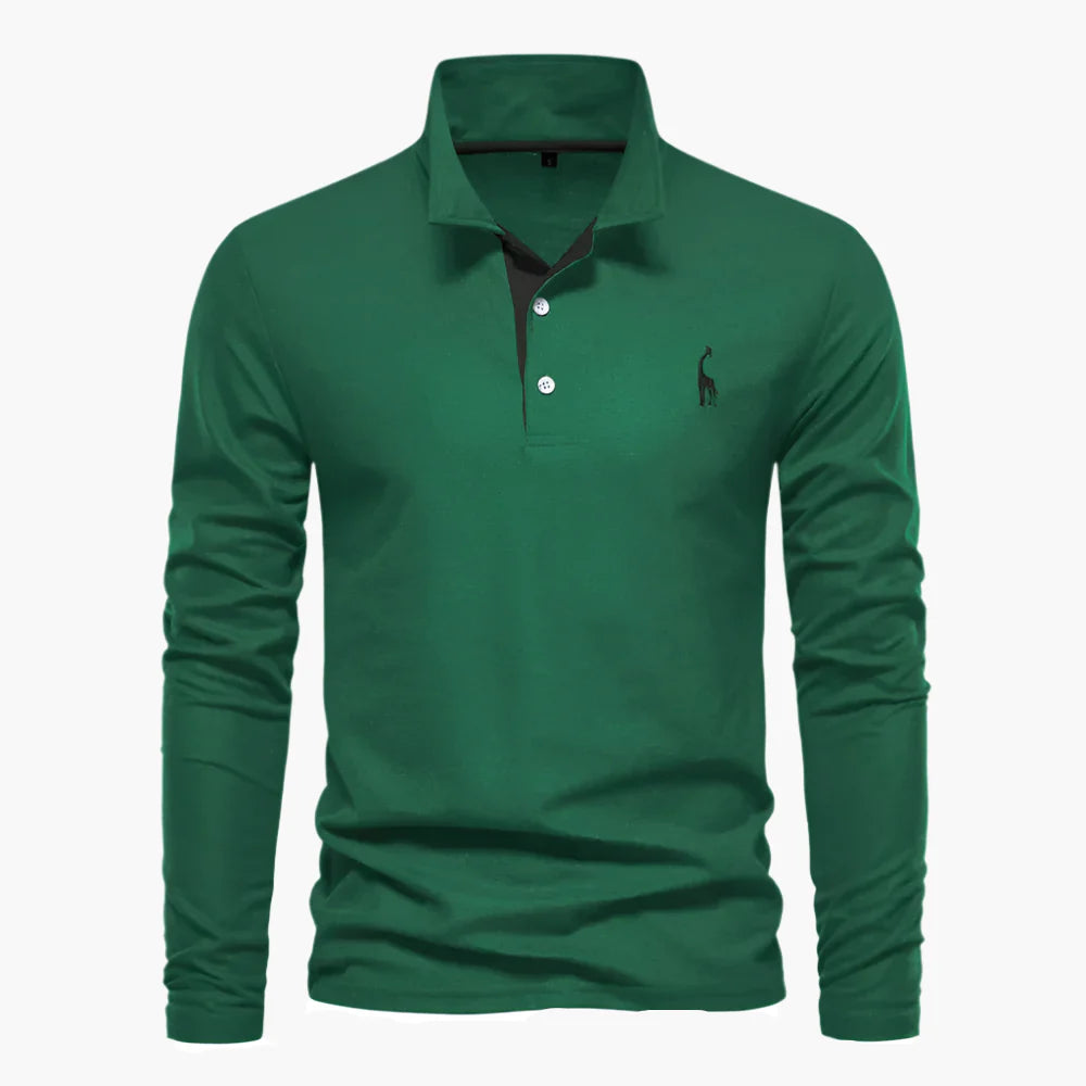 Stylish men's polo shirt with long sleeves and modern collar