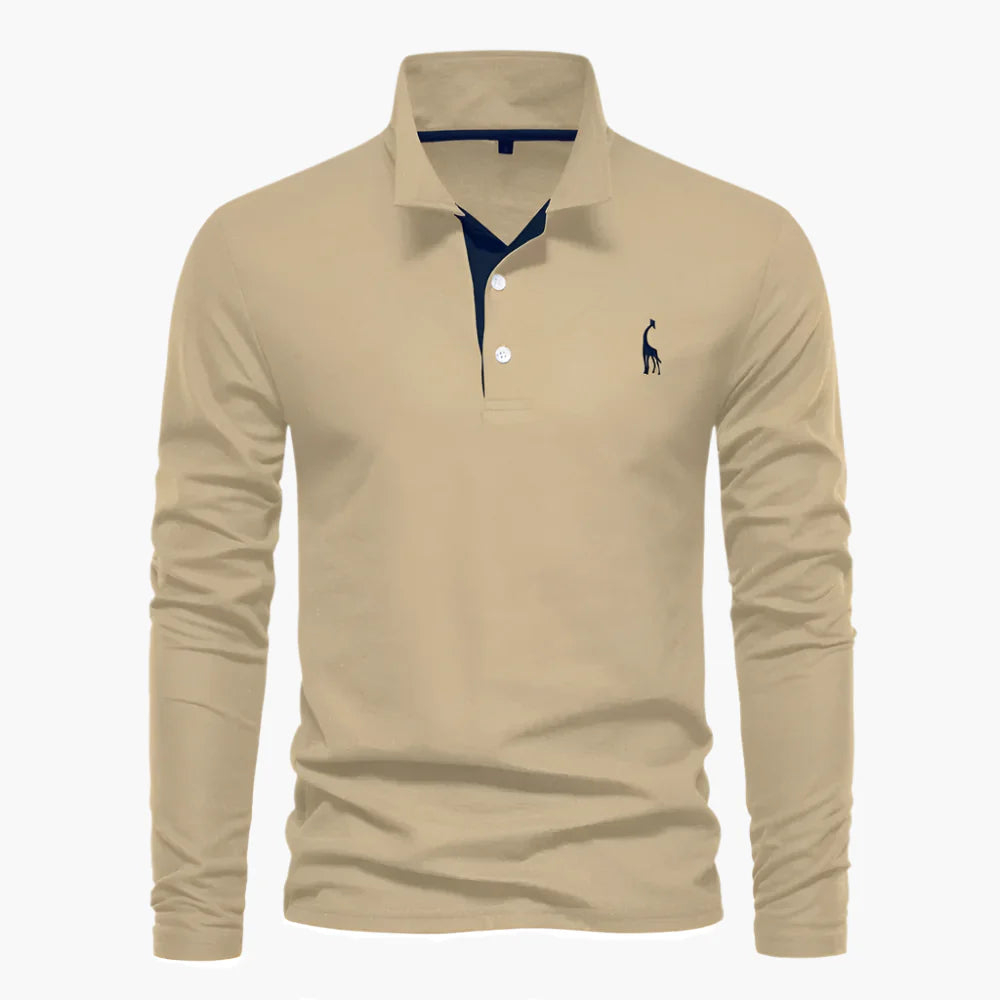 Stylish men's polo shirt with long sleeves and modern collar