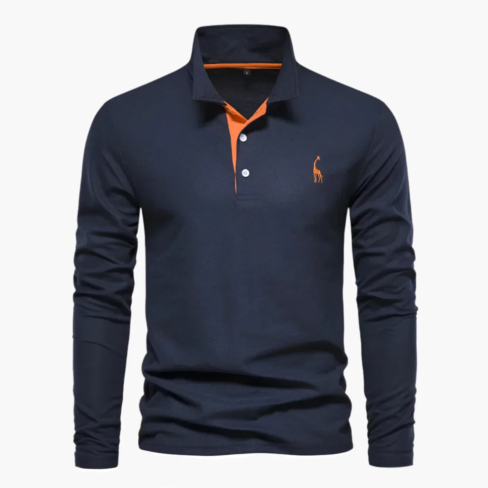 Stylish men's polo shirt with long sleeves and modern collar
