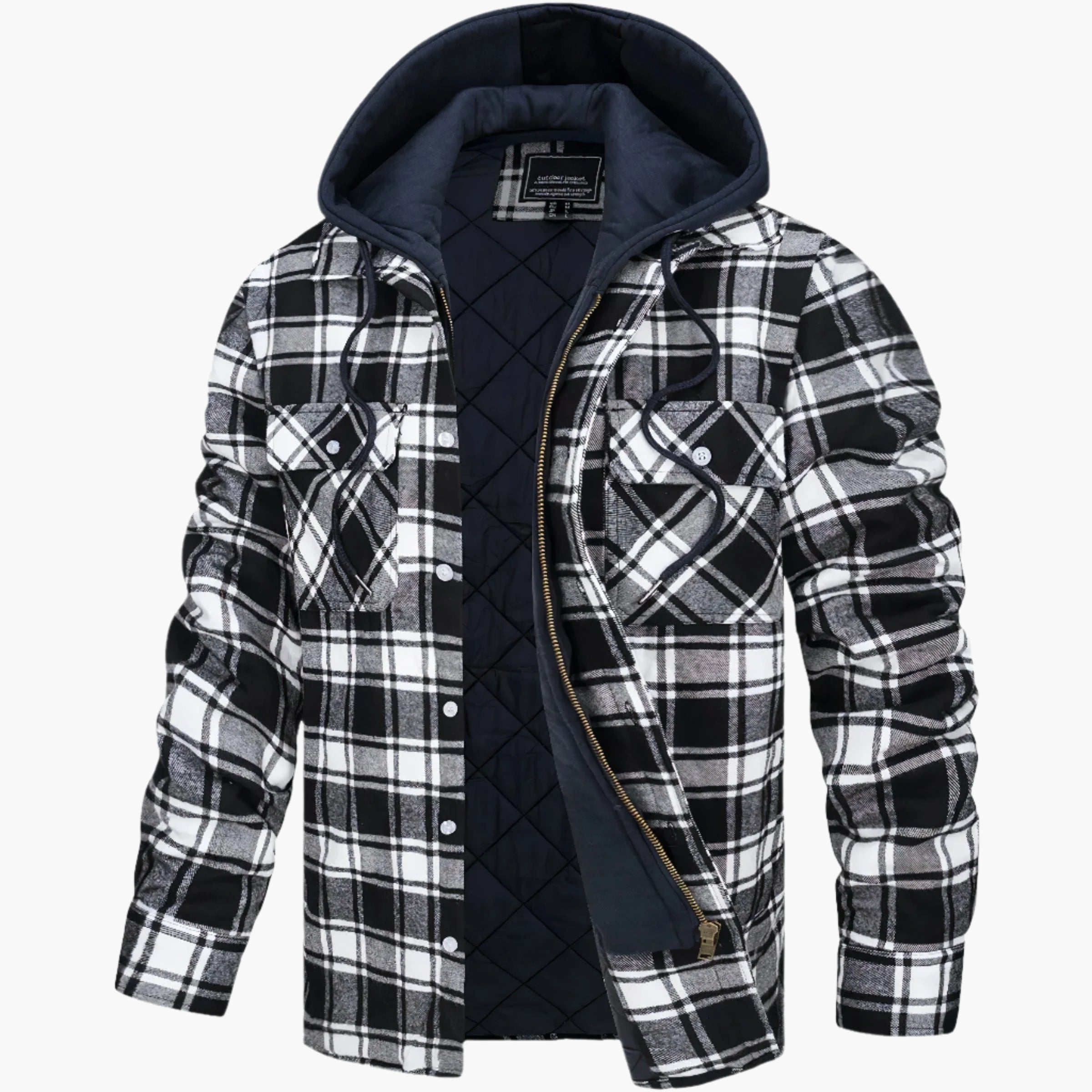 Men's Flannel Quilted Winter Jacket with Hood – Casual Style for Autumn and Winter