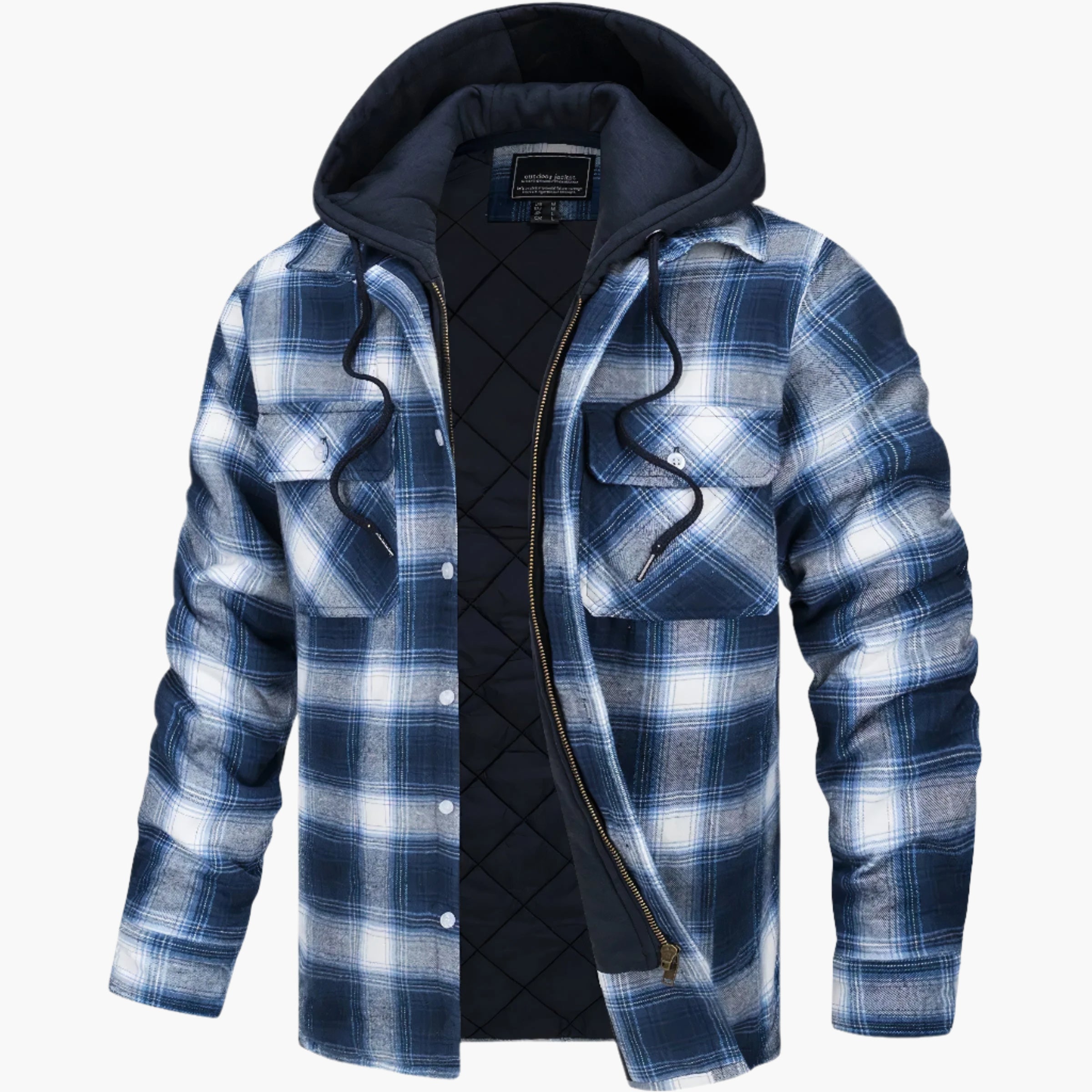 Men's Flannel Quilted Winter Jacket with Hood – Casual Style for Autumn and Winter