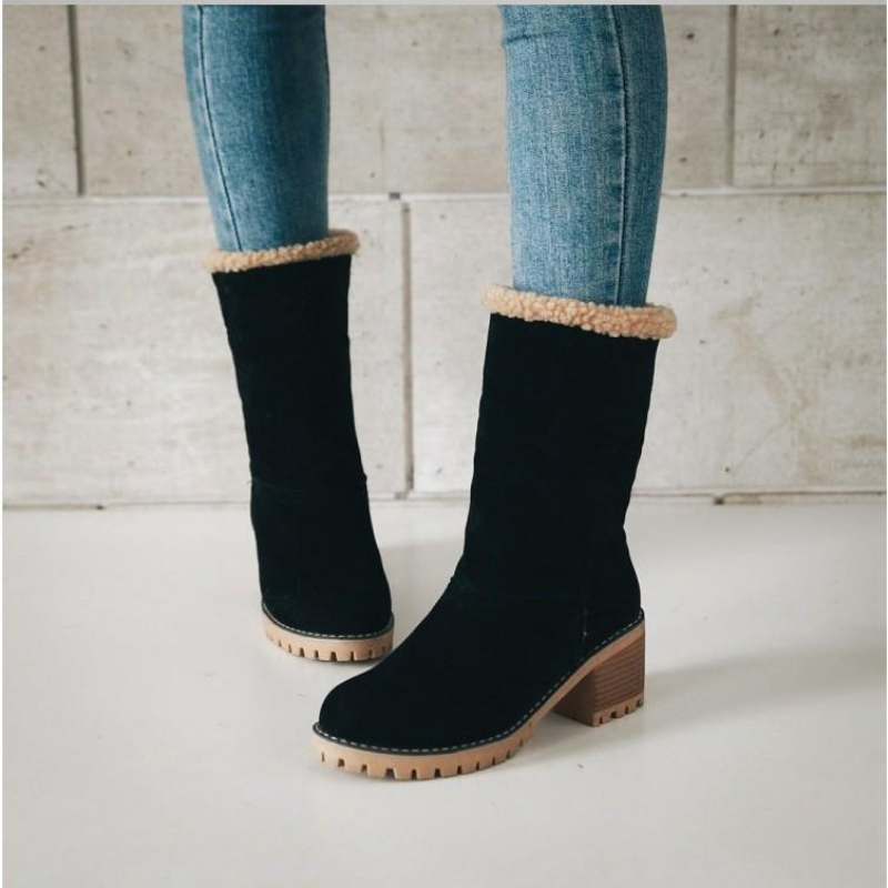 Women's Warm Suede Ankle Boots with Foldable Shaft – Comfortable Winter Boots for Every Occasion