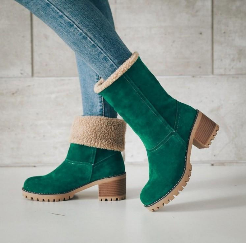Women's Warm Suede Ankle Boots with Foldable Shaft – Comfortable Winter Boots for Every Occasion