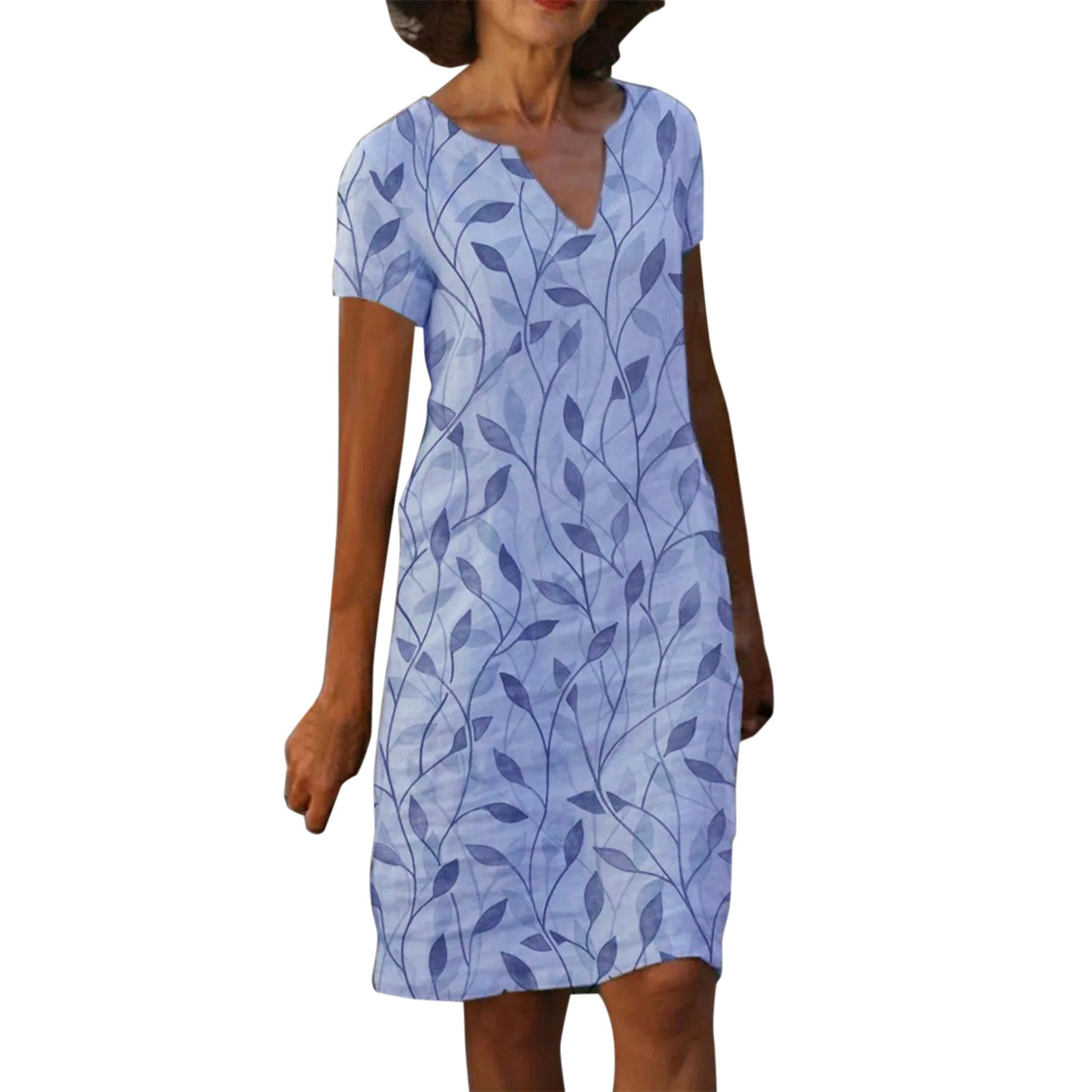 Women's Summer Dress with Elegant Print and V-Neck