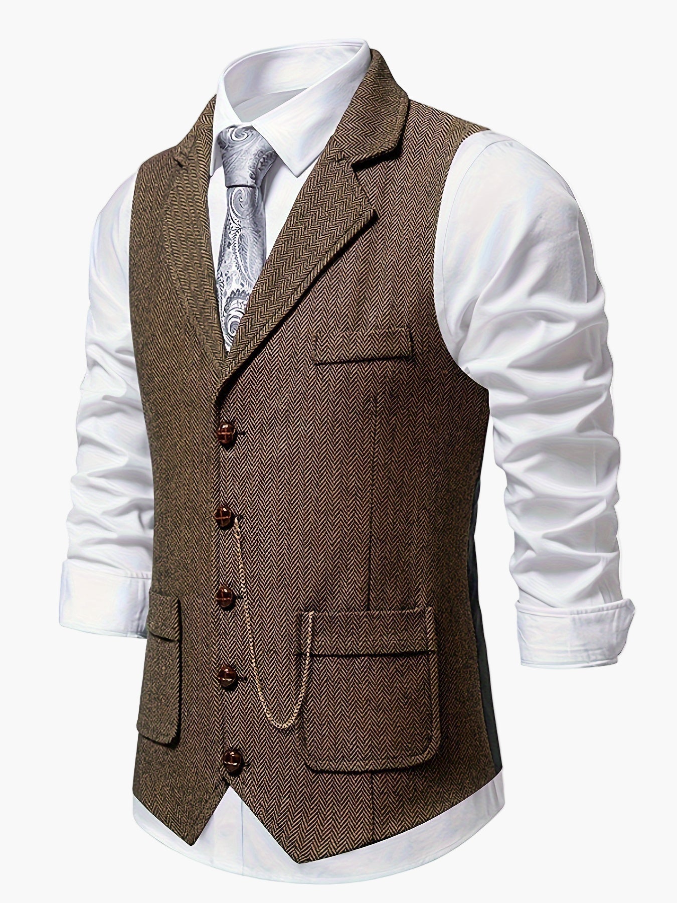 Men's Vest Retro Style Business Chic – Vest with Notched Collar