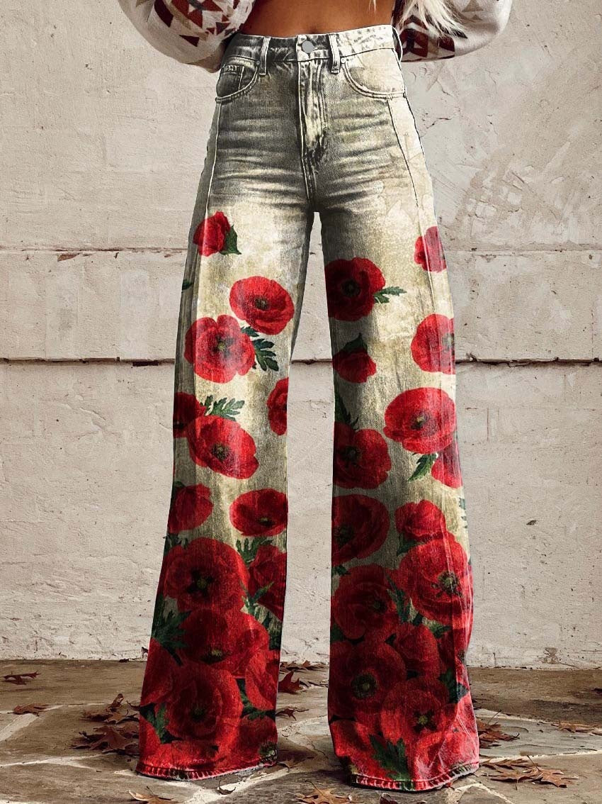 Jenny – Wide Women's Pants with 3D Digital Print