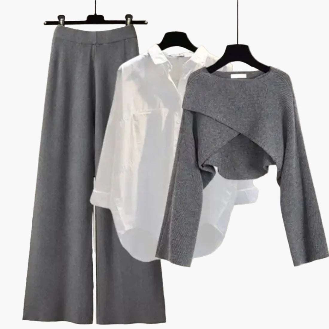Women's Three-Piece Comfort Set – Fashionable Long-Sleeve Outfit for Home & Leisure Time