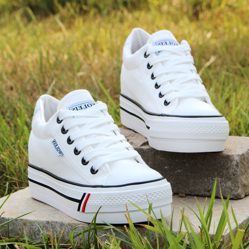 Abigail – Canvas Platform Sneakers in White