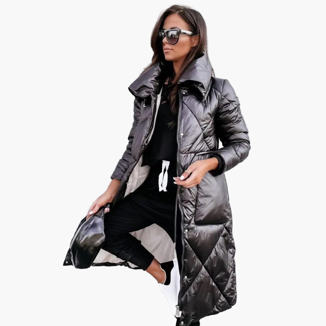 Women's Quilted Parka Jacket Long Winter Style Elegant & Comfortable