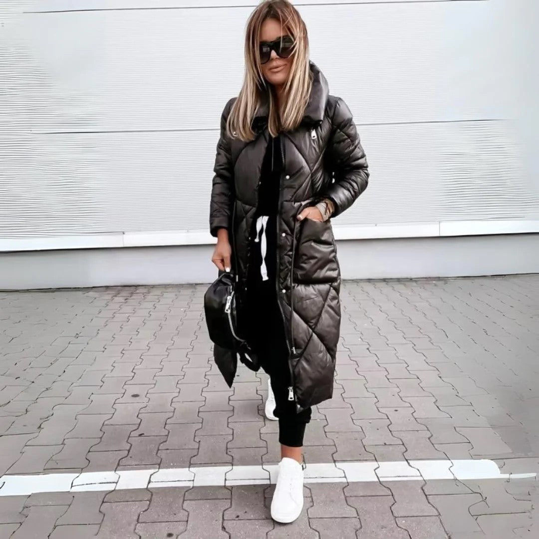 Women's Quilted Parka Jacket Long Winter Style Elegant & Comfortable