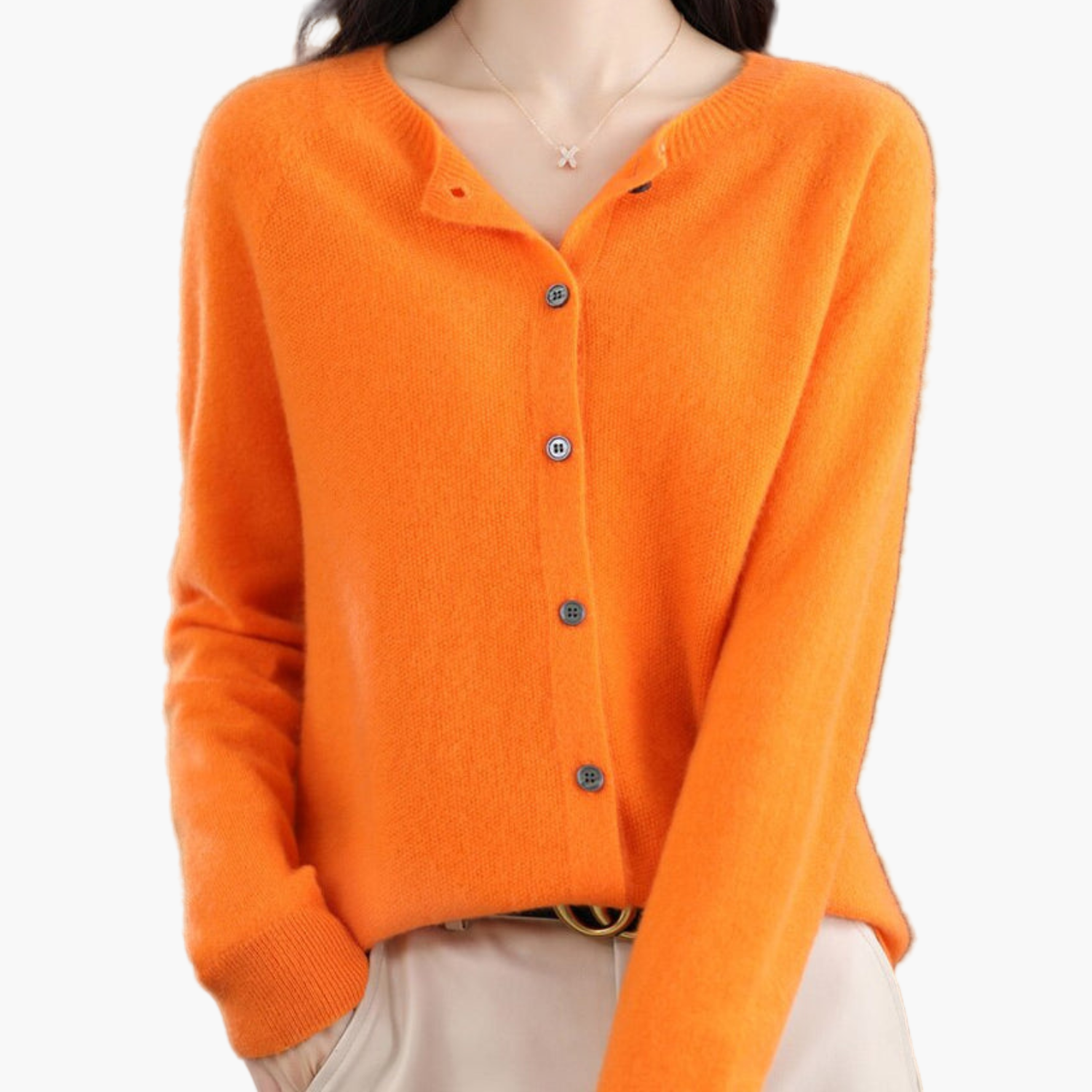 Women's Classic Knitted Cardigan with Round Neck – Stylish and Comfortable for Every Occasion