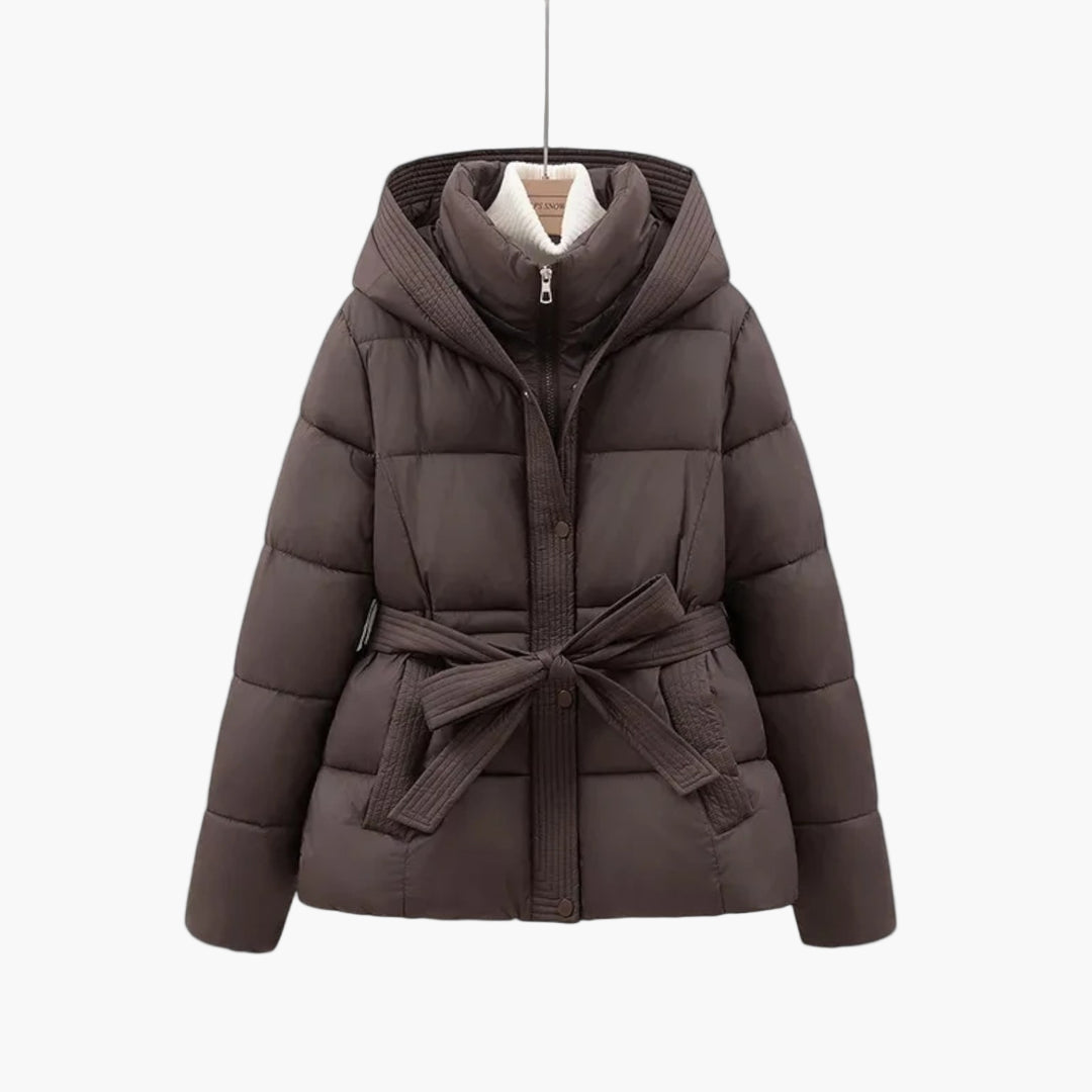 Women's Quilted Winter Parka with Belt for Stylish Warmth and Comfort