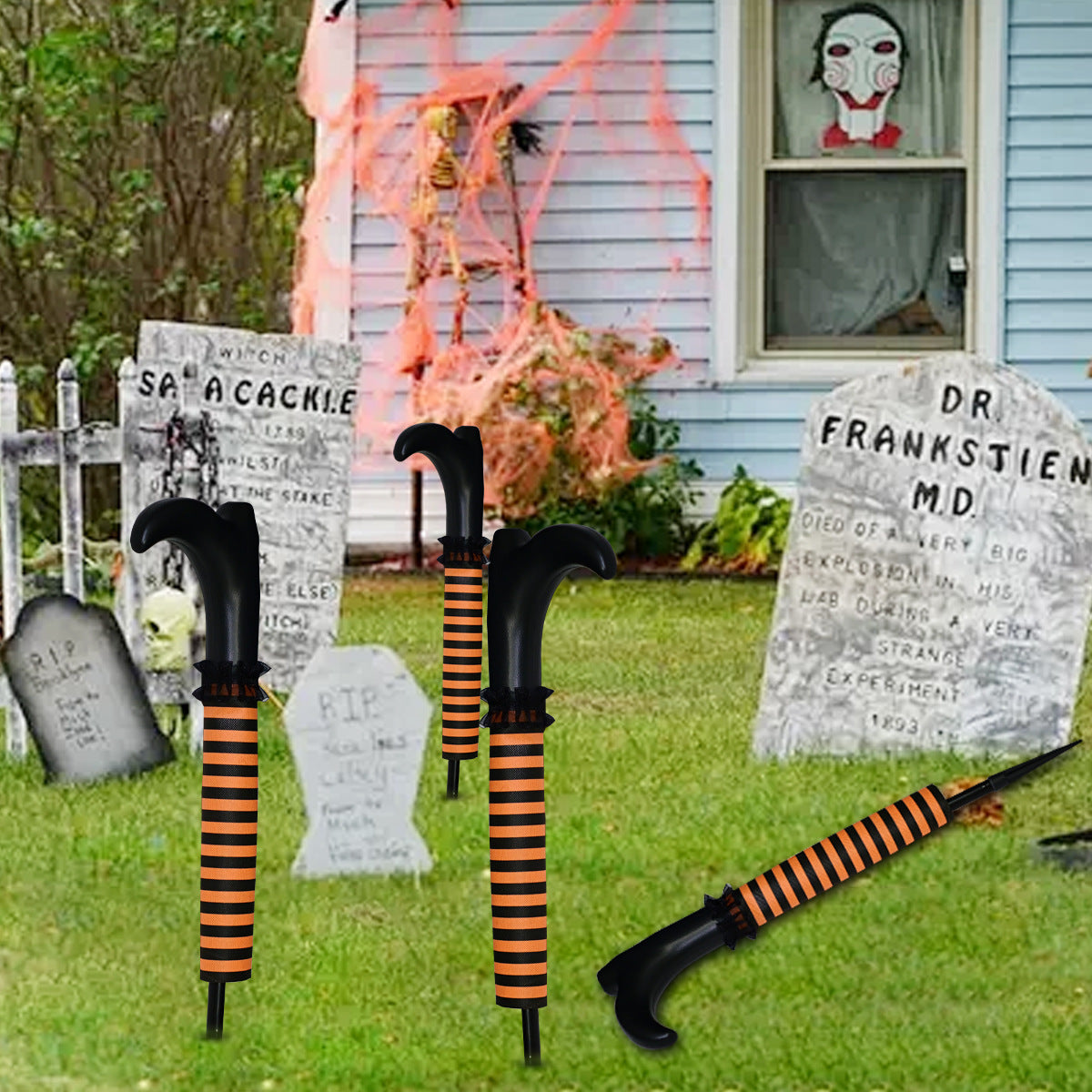 Halloween Decoration Set - Witch Legs Garden Stakes for Party & Spooky Atmosphere