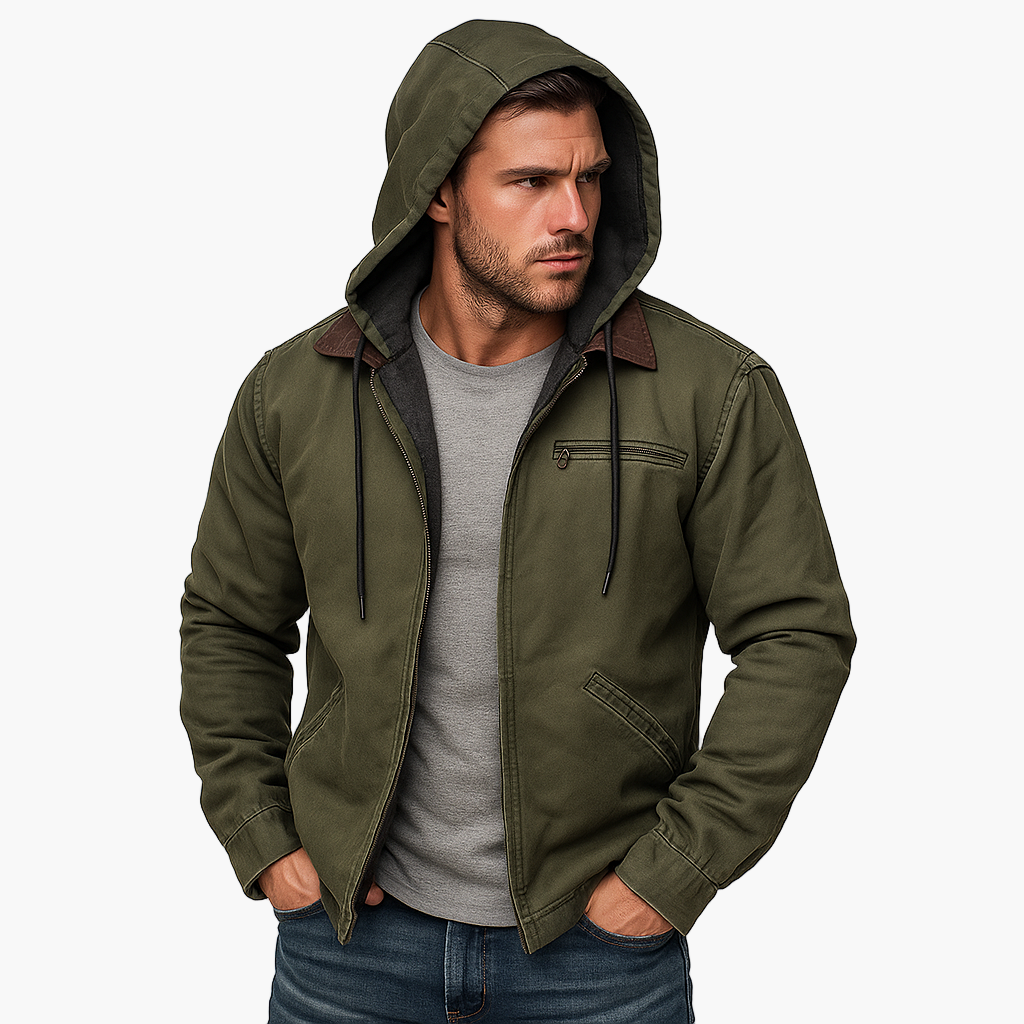 Men's Mid-Length Jacket – Stylish Casual Jacket for Autumn and Spring – Fashionable Outdoor Hooded Jacket