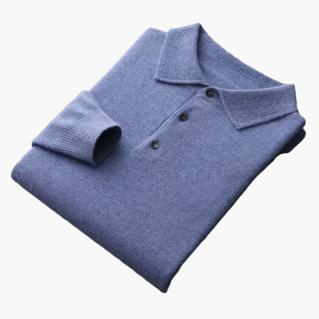Men's Luxury Wool Polo Sweater – Stylish Classic Long Sleeves for Every Occasion