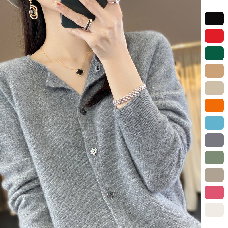 Women's V-neck Knitted Vest – Elegant Casual Knitted Cardigan for Daily Use