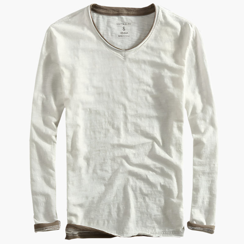 Heren Longsleeve Layered Illusion V-hals Slim Fit Casual Shirt