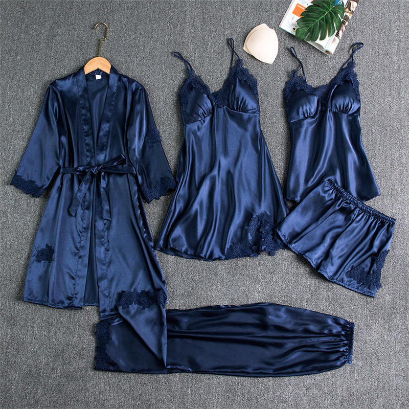 Fiona – Five-piece Satin Pajama Set for Women