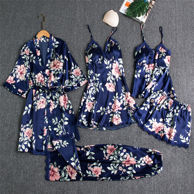 Fiona – Five-piece Satin Pajama Set for Women