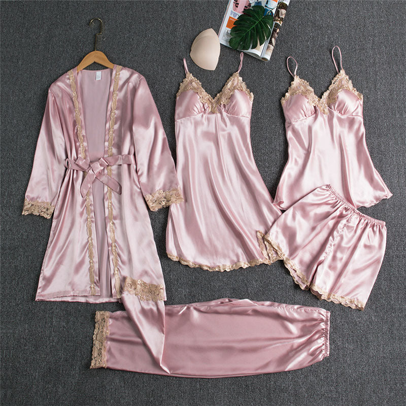 Fiona – Five-piece Satin Pajama Set for Women