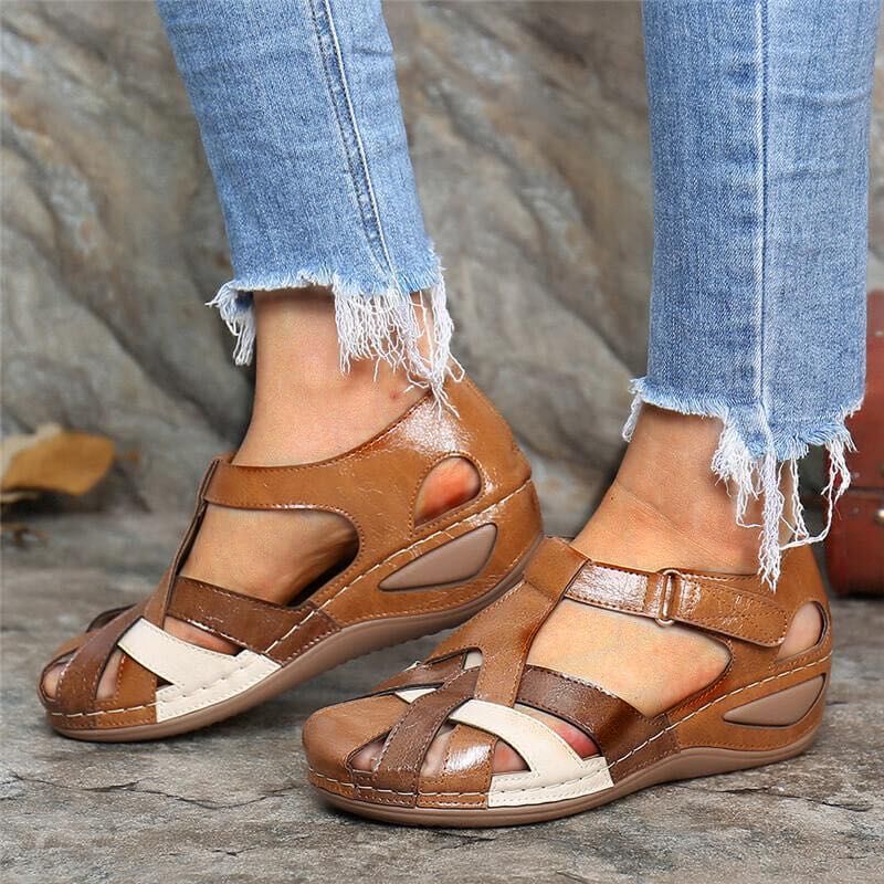 Emma – Waterproof Sandals with Mixed Color Design Wedges