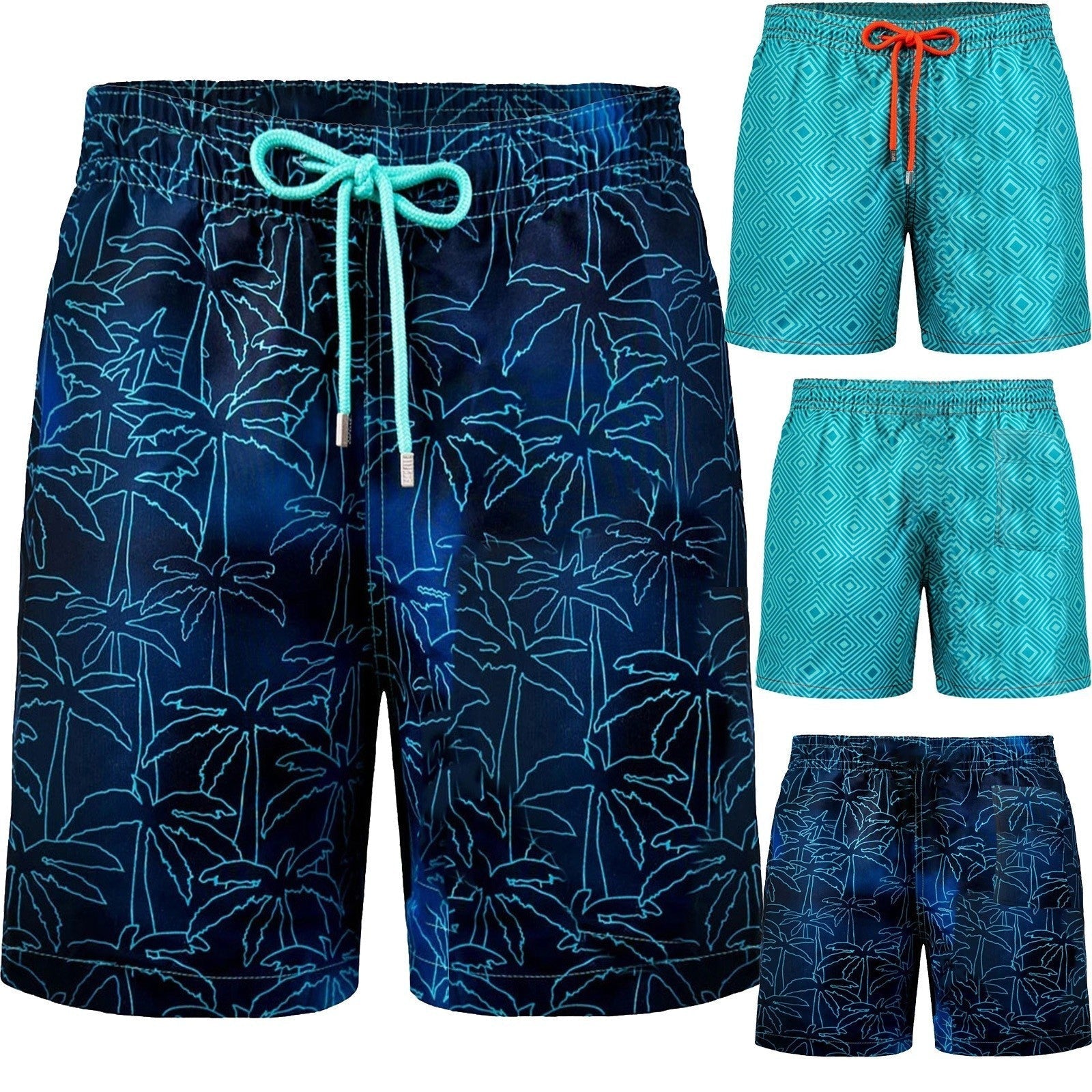 Men's Swim Shorts with Tropical Print – Quick-Drying Swim Trunks for Beach and Vacation