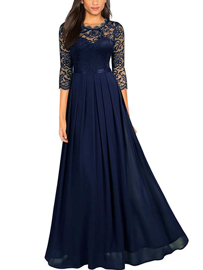 Sandra – Elegant Chiffon Dress with Lace