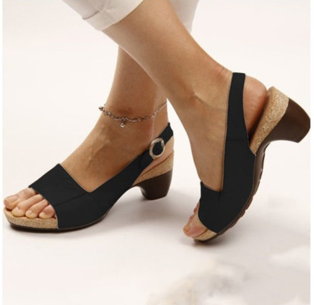 Women's Comfort Sandals with Heel and Open Toe