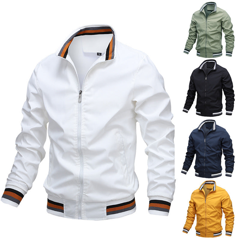 Men's Sporty Bomber Jacket with Ribbed Cuffs