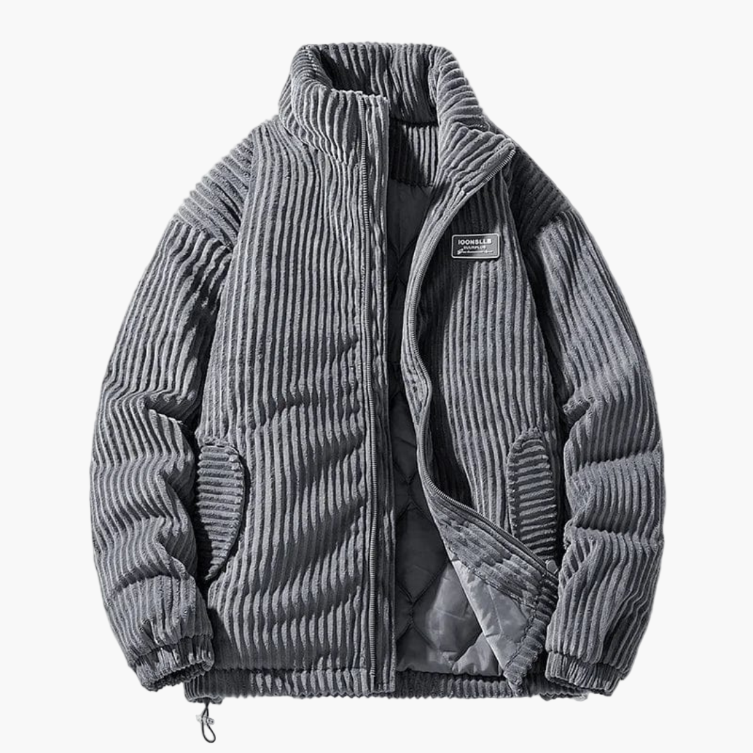 Men's Corduroy Winter Jacket, Casual Ribbed, Comfortable and Warm