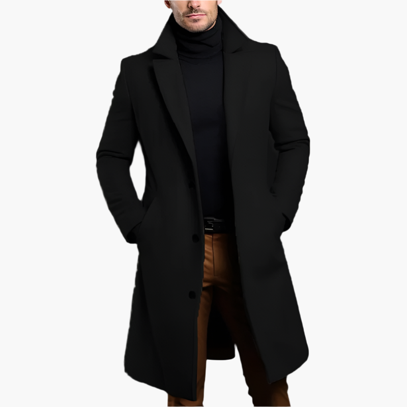 Men's Classic Long Coat – Stylish Overcoat for Business and Casual Use