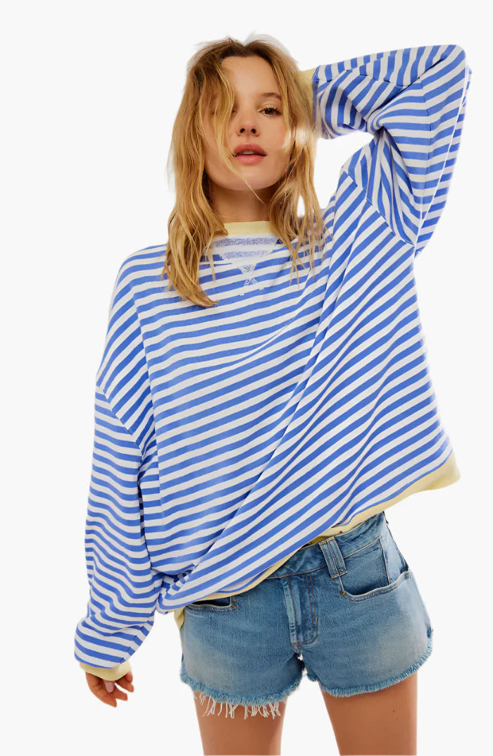 Women's Oversized Striped Sweater – Casual Comfort for Autumn and Spring