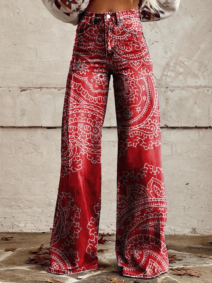Jenny – Wide Women's Pants with 3D Digital Print