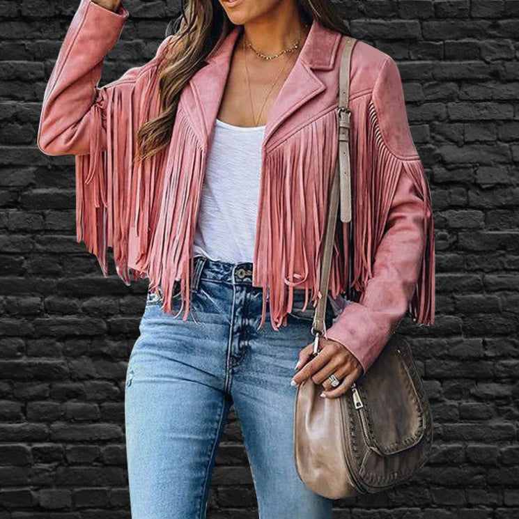 Imogen – Slim-fit Long Sleeve Jacket with Tassels