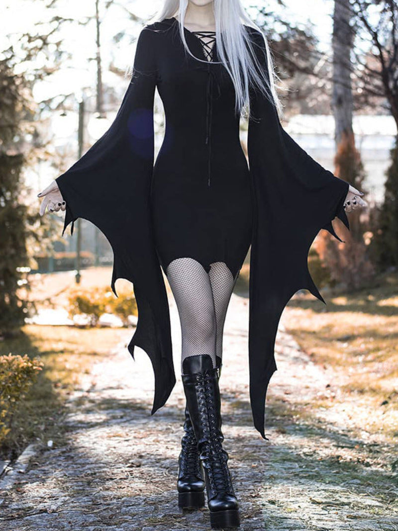 Women's Halloween Costume Dress – Gothic Bat Style for Party, Cosplay & Trick-or-Treat