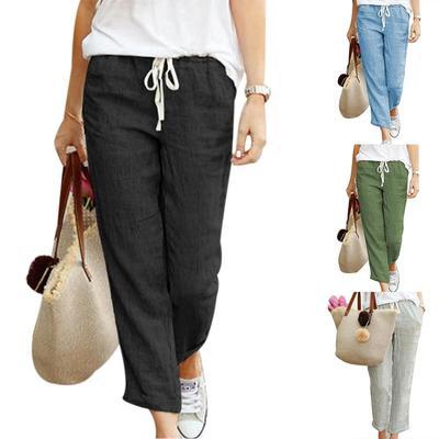 Kimberley – Drawstring elastic waist cotton and linen pants